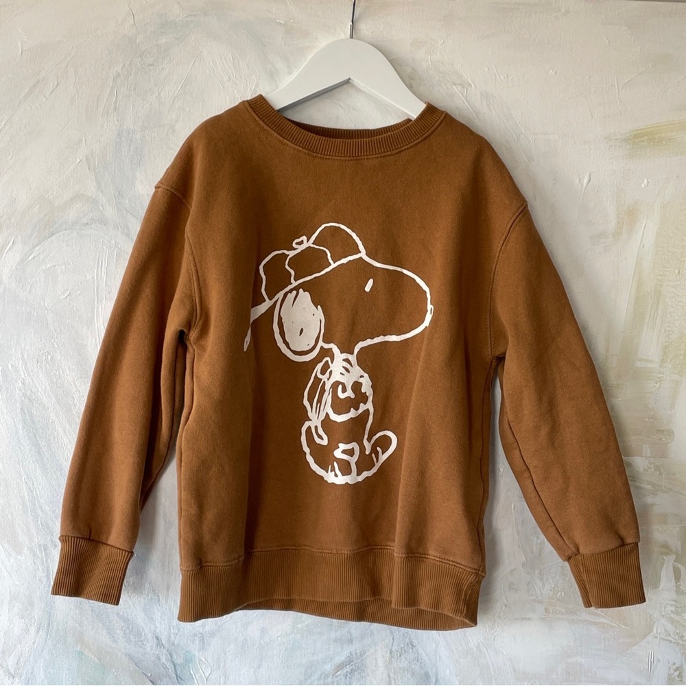 ZARA boys brown & white snoopy sweater peanuts size 9 kids fashion fall winter